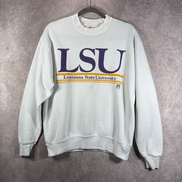 Jerzees Other - Vintage Jerzees Sweatshirt Mens‎ M White LSU Louisiana State University Pullover